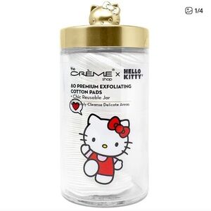 Hello Kitty Reusable Glass Jar with  80 Cotton Pads